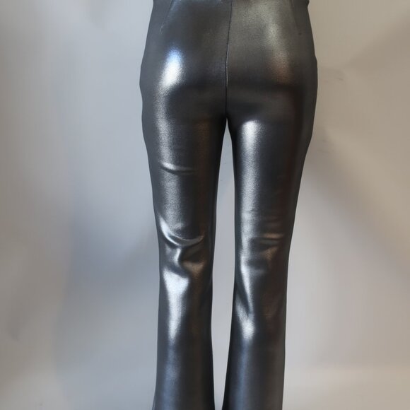 NWT Womens Cynthia Rowley Metallic Cropped Bonded Gunmetal Pants 6 - Picture 5 of 6